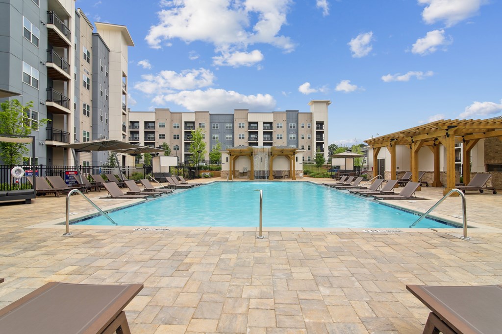 A large swimming pool at The Delaney at East Park Apartments, Kennesaw, Georgia