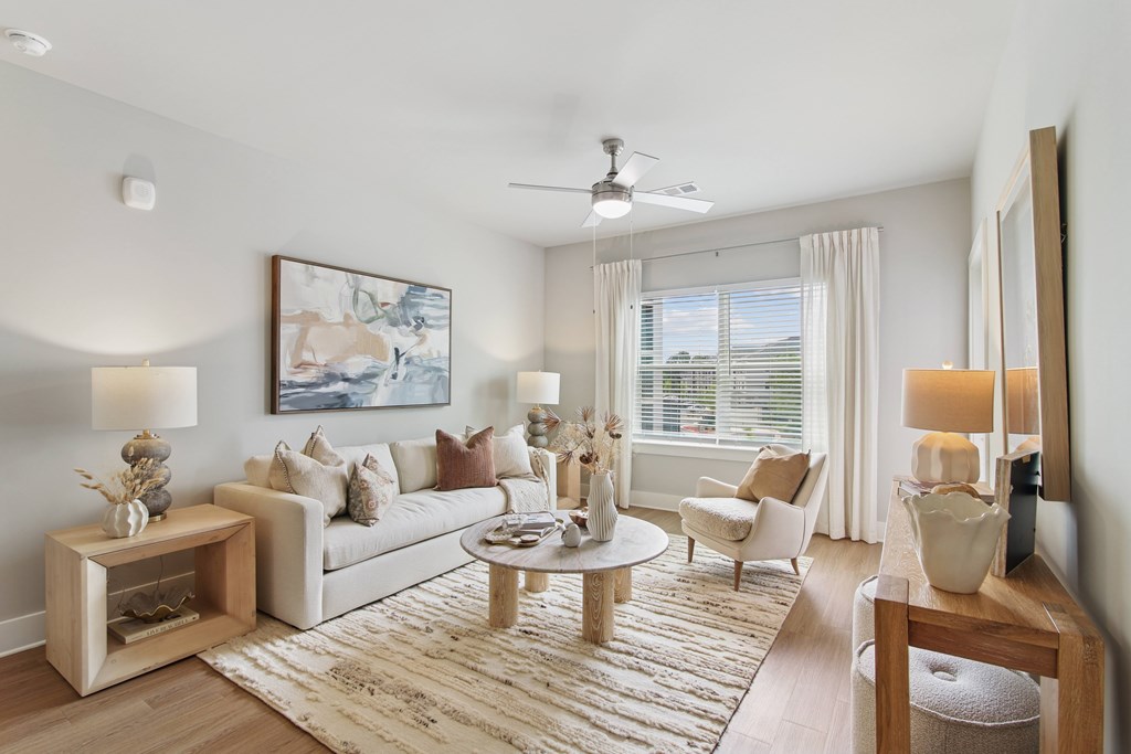 Modern Living Area at The Delaney at East Park Apartments, Kennesaw, 30144