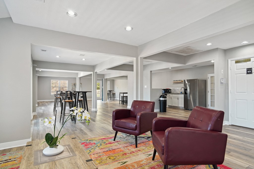 Community living room and kitchen at Emerald Bay, North Carolina
