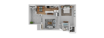 1Bd 1Bth Floor Plan at The Groves Apartments, Raleigh