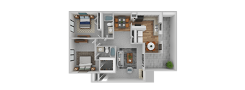2Bedroom Floor Plan at The Groves Apartments, North Carolina
