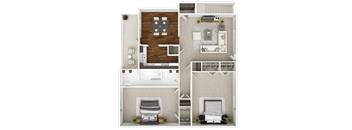 The Scotch Pine Floor Plan at The Highlands Apartments, North Carolina, 28217