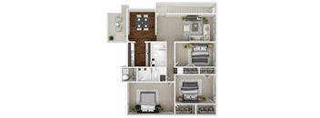 The Spruce Garden Floor Plan at The Highlands Apartments, Charlotte, NC, 28217