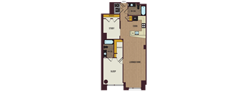 a floor plan of a home with a bedroom and a living room