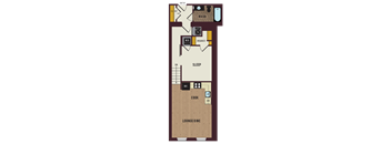 the floor plan of a house with a bedroom and a living room