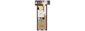 a floor plan of a house with a bedroom and a bathroom