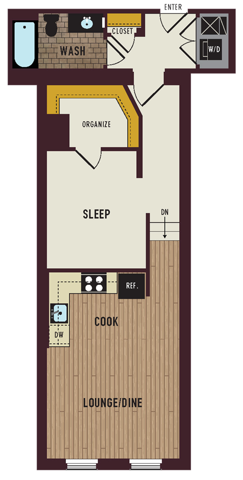 a floor plan of a house with a bedroom and a bathroom