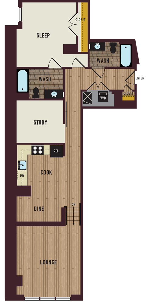 the loft floor plan of a house with a garage and a bedroom
