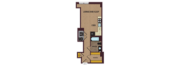 a floor plan of a bedroom with a bathroom and a closet