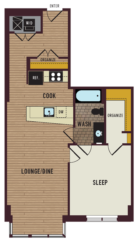 a floor plan of a home with a bedroom and a living room