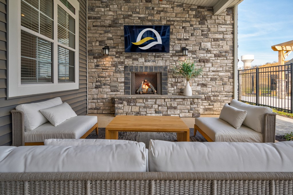 Overlook At Riverside Outdoor Living Area with Fireplace