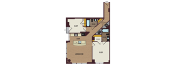 a floor plan of a home with a bedroom and a laundry room