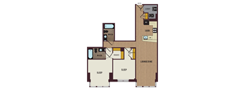 a floor plan of a home with a bedroom and a living room