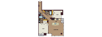 a floor plan of a home with a bedroom and a living room