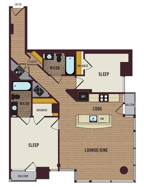 a floor plan of a home with a bedroom and a living room