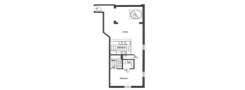 black and white floor plan of a small apartment
