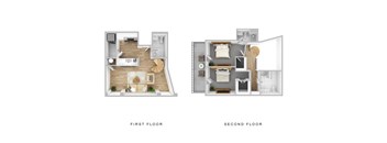 A diagram shows the layout of a two-story apartment.