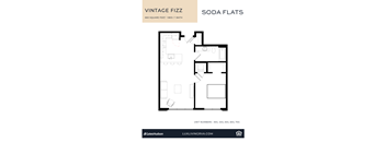 A floor plan for a vintage fizz soda flats is shown with the layout of the rooms.