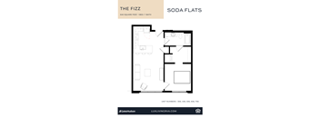 A floor plan for a 646 square foot apartment with one bed and one bath.