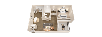a1 floor plan  1 bedroom with 2 baths  129