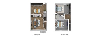 a floor plan of a house with a bedroom and a living room