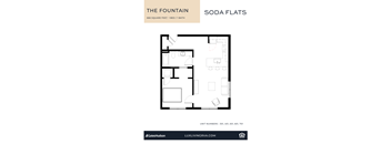 A floor plan for a 666 square foot apartment with one bed and one bath.