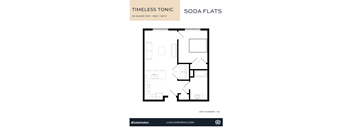 A floor plan for a 61 square feet apartment with one bed and one bath.