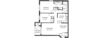 2 Bedroom 1 Bath 887 SqFt