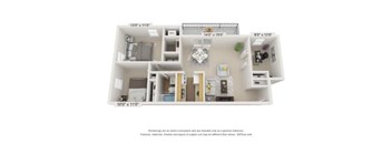 A floor plan of a two bedroom apartment.