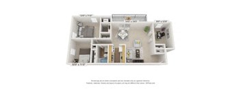 A floor plan of a two bedroom apartment.