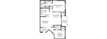 2 Bedroom 2 Bath 937 SqFt
