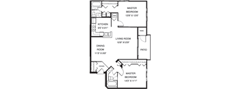 2 Bedroom 2 Bath 1013 SqFt