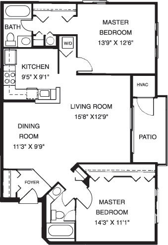 2 Bedroom 2 Bath 1013 SqFt