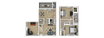 a 3d rendering of a floor plan of a house