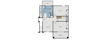 a floor plan of a bedroom apartment with a large bedroom and a living room