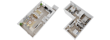 two views of a floor plan of a house