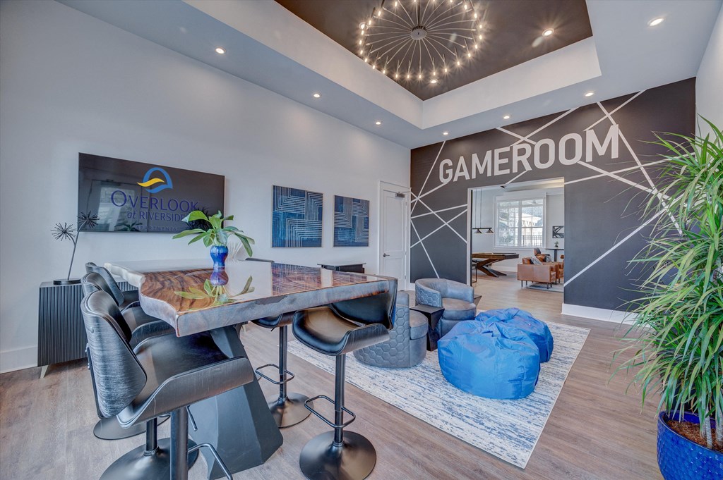 Overlook at Riverside Gameroom Couch and Beanbag Chairs