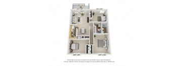 A floor plan of a two bedroom apartment.
