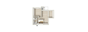 a floor plan of a house with a bedroom and a living room