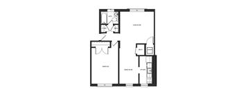 A black and white image of a floor plan of a house.