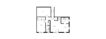A black and white image of a floor plan for a house.