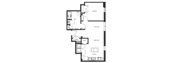 A black and white image of a floor plan for a house.