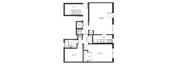 A floor plan of a house with a kitchen, two bedrooms, a bathroom, a laundry/drying room, and a mech.