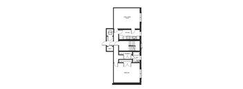 A floor plan of a house with a living room, kitchen, bathroom, and bedroom.