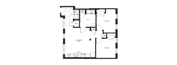 A black and white image of a floor plan for a house.