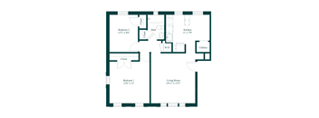 A floor plan of a house with labeled rooms and dimensions.
