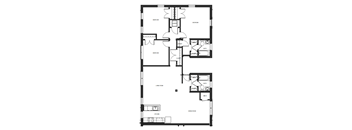 A black and white floor plan of a house with labeled rooms.