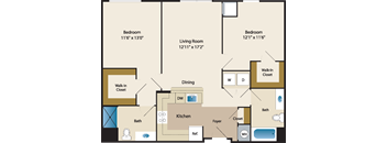 a floor plan of a room with a kitchen and a living room