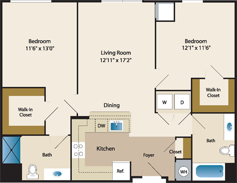 a floor plan of a room with a kitchen and a living room