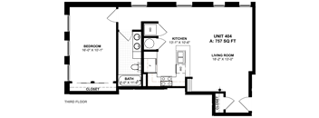 the third bedroom floor plan of a 2 bedroom apartment at the capella tower in cape town